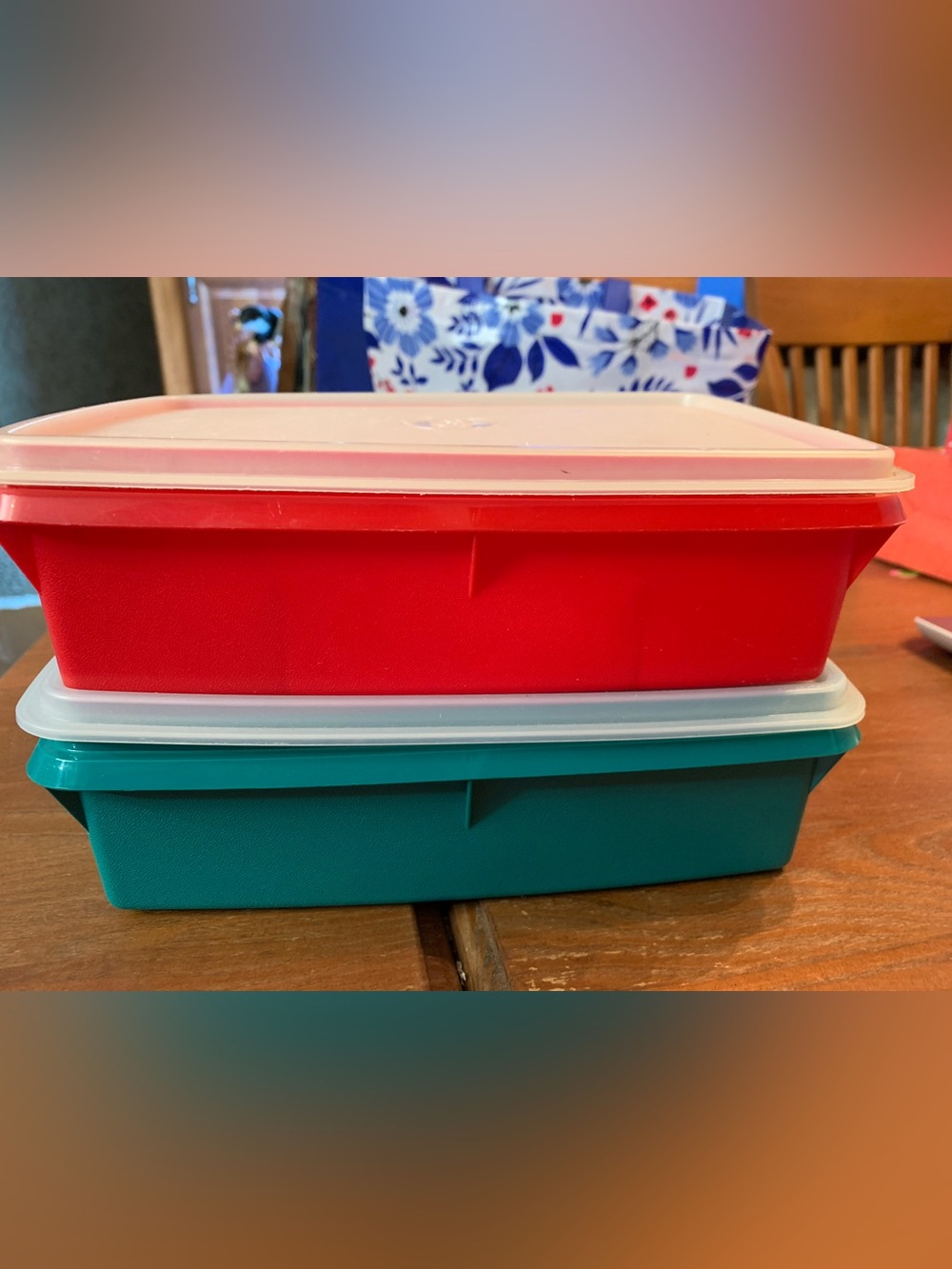Tupperware Tuppercraft Storage/Food Containers Red & Green 767-13 & 767-2